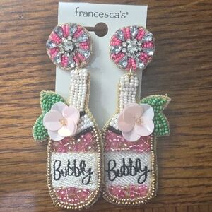 Francesca's Collections Pink and Green Beaded Earrings